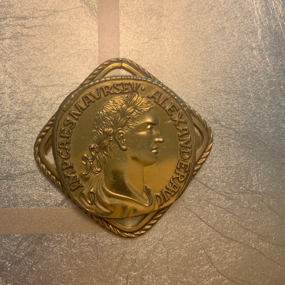 Ceasar Vintage Freirich Medallion Roman Brooch 1.5" 23 Grams